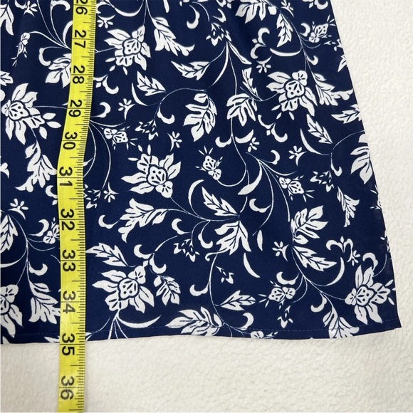 Express Dress Womens Medium Navy Blue Floral Long Sleeve Lace Trim - Picture 7 of 16